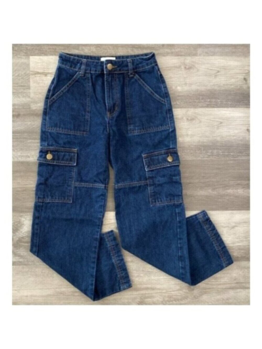 DISSH Australia Bronx Cotton Cargo Utility Jeans Dark Blue Straight Leg Size 4